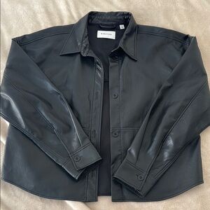 Aritzia Babaton Black Leather Shirt